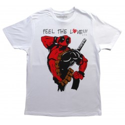 Camiseta Masculina Adulto Deadpool Feel The Love Branca