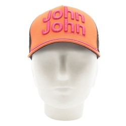 Boné John John Clássico Branco e Laranja logo em relevo