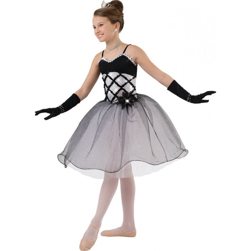 Fantasia Infantil Bailarina Vitoriana Preto e Branco Halloween Carnaval