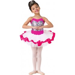 Traje Fantasia Infantil Bailarina Rosa e Branco Halloween Carnaval