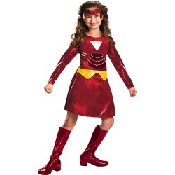 Fantasia Infantil Mulher de Ferro Meninas Halloween Carnaval