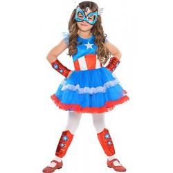 Fantasia Infantil Capitão América Meninas Halloween Carnaval Importado
