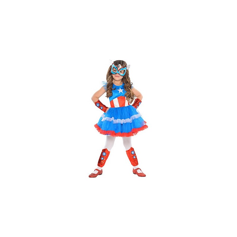 Fantasia Infantil Capitão América Meninas Halloween Carnaval Importado Fantasia Infantil Capitão América Meninas Halloween Carnaval Importado
