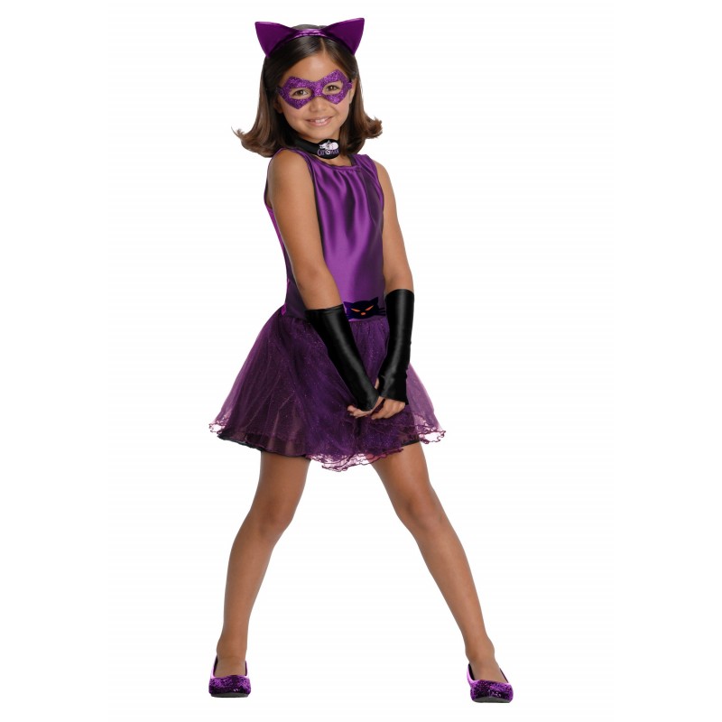 Fantasia Infantil Mulher Gato Roxa Meninas Carnaval Halloween