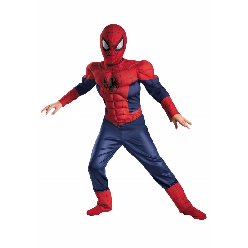 Fantasia Infantil Homem Aranha com Músculos Meninos Carnaval Halloween