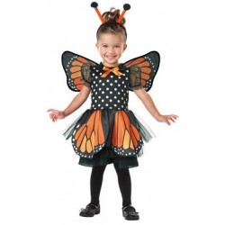 Fantasia Infantil Borboleta Laranjada e Preta Halloween Carnaval