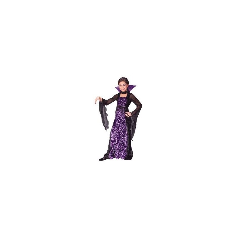 Fantasia Infantil Vampira Roxa Halloween Carnaval