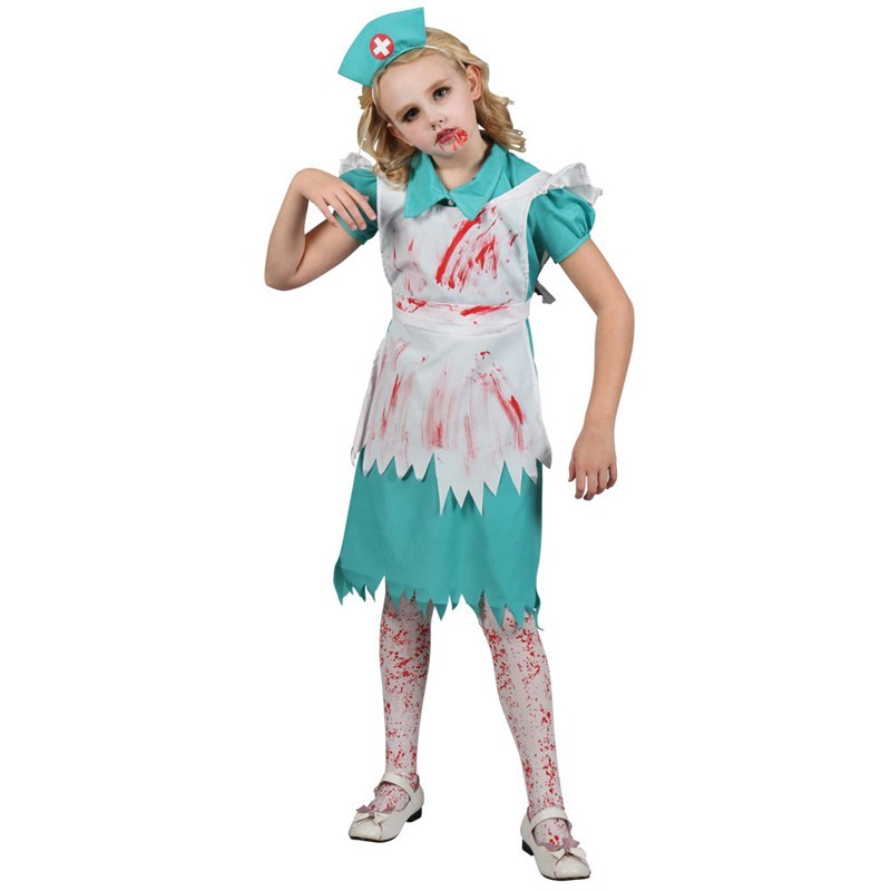 Fantasia Halloween Menina Enfermeira Zumbi Vestido Infantil - 7 Artes BrinQ  Fantasias