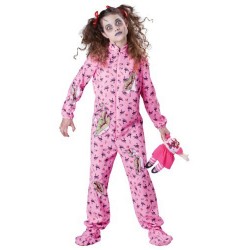 Fantasia Infantil de Zumbi Garotinha de Pijama Halloween Carnaval