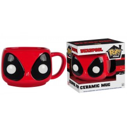 Caneca de Café Cerâmica Deadpool Marvel Preta e Vermelha