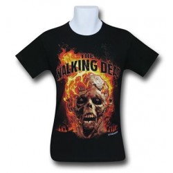 Camiseta Masculina The Walking Dead Caveira Zumbi em Chamas