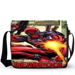 Bolsa Escolar Deadpool Estilo Carteiro Preta Estampada