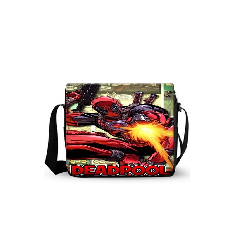 Bolsa Escolar Deadpool Estilo Carteiro Preta Estampada