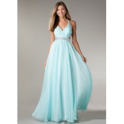 Vestido longo de festa azul best sale claro