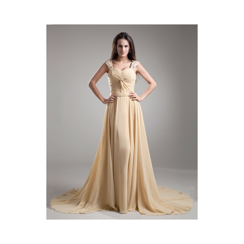 Vestido Festa Chiffon Longo Nude Champagne Fluido