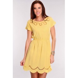 Vestido Casual Curto Amarelo Importado