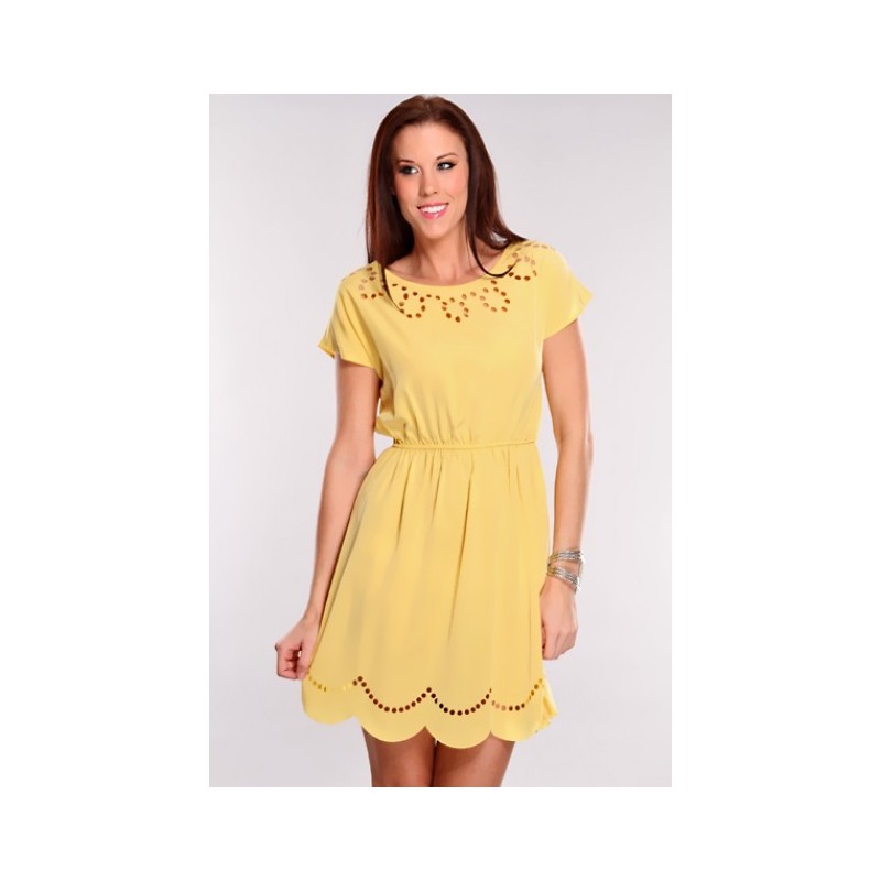 Vestido Casual Curto Amarelo Importado