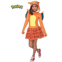 Fantasia Infantil Pokemon Go Charizard Vestido Meninas