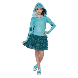 Fantasia Infantil Meninas Pokémon Go Personagem Bubasauro Vestido