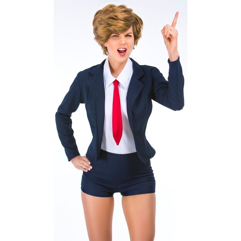 Fantasia Donald Trump Feminina Adulto Halloween Carnaval