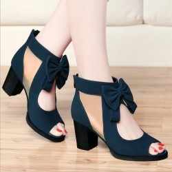 Sapato Feminino Peep Toe Salto Geométrico 6cm Azul Importado