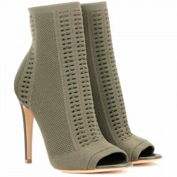 Bota Nude Salto Alto 10 cm Sexy Peep Toe Importada Ankle Boot'