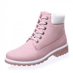 Bota Feminina Ankle Boot Rosa Importada Salto Baixo