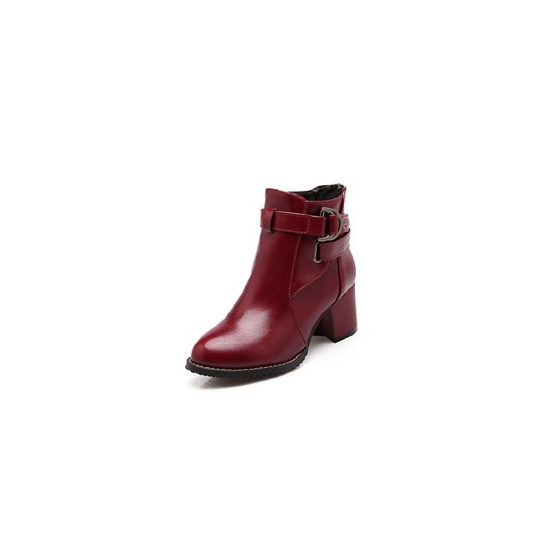 Bota Ankle Boot Vermelho Vinho Feminina Importada Couro