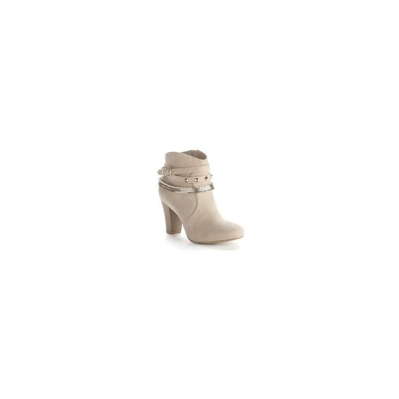 Bota Ankle Boot Bege Nude Feminina Importada Couro