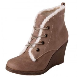 Bota de Inverno Ankle Boot Marrom Salto Anabela Importada