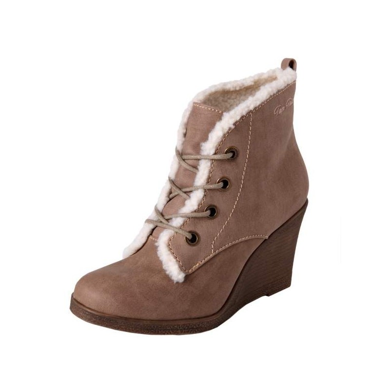 Bota de Inverno Ankle Boot Marrom Salto Anabela Importada