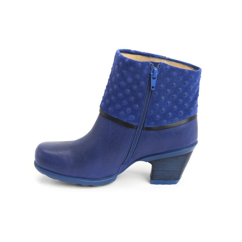 Bota Ankle Boot Azul Salto Geométrico Importada