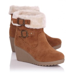 Bota Feminina Ankle Boot Inverno Anabela Marrom