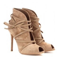 Sapato Feminino Peep Toe Tiras Marrom Nude Salto Agulha