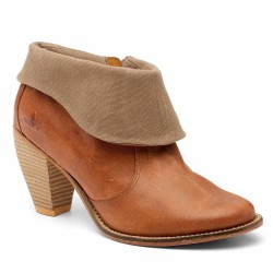 Bota Ankle Boot Marrom Couro Cano Baixo Salto Geométrico