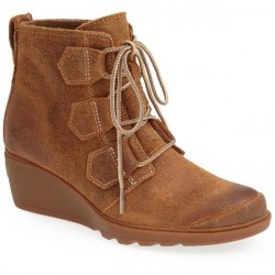 Bota Feminina Anabela Ankle Boot Camurça Marrom