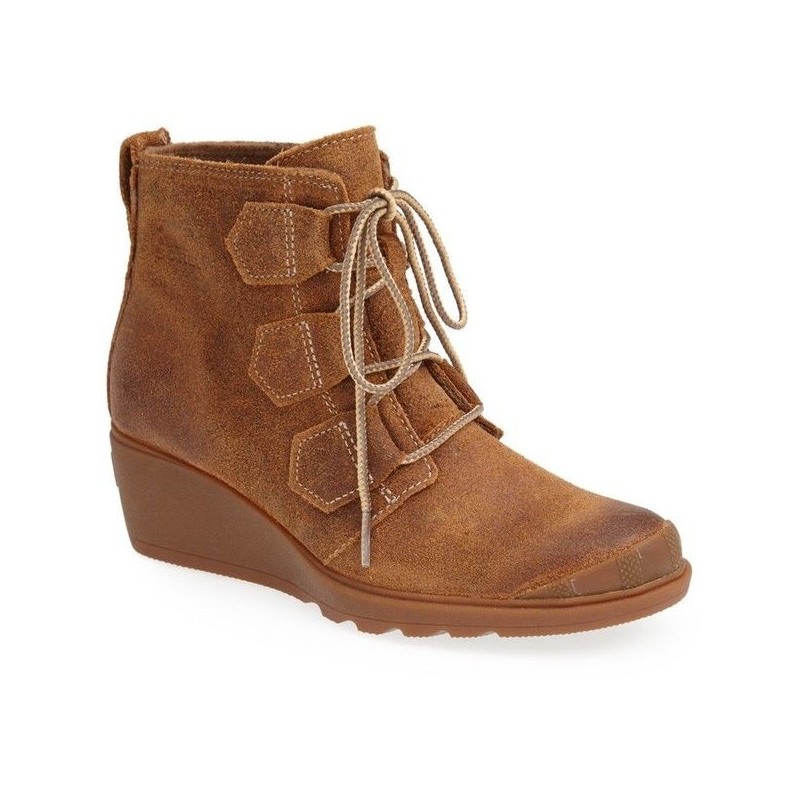 Bota Feminina Anabela Ankle Boot Camurça Marrom