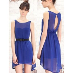 Vestido Curto Seda Azul Leve