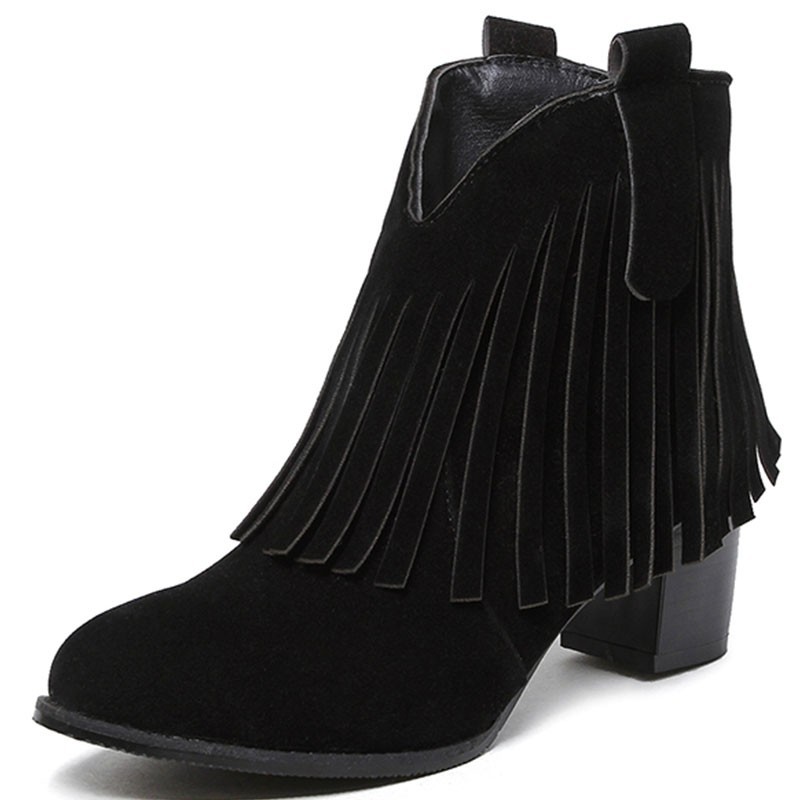 Bota Feminina Ankle Boot Preta Tiras Salto Geométrico