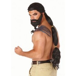 Peruca Barba Fantasia Masculina Khal Drogo Game of Thrones Halloween Cosplay