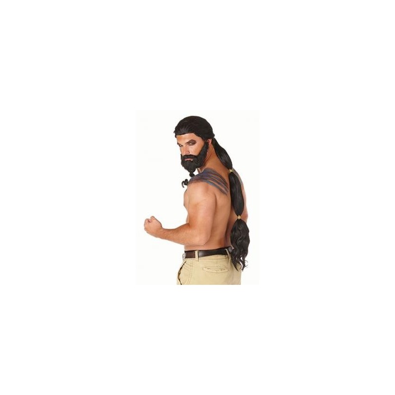 Peruca Barba Fantasia Masculina Khal Drogo Game of Thrones Halloween Cosplay