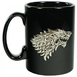 Caneca Preta Game of Thrones Emblema Casa Stark Presente Geek