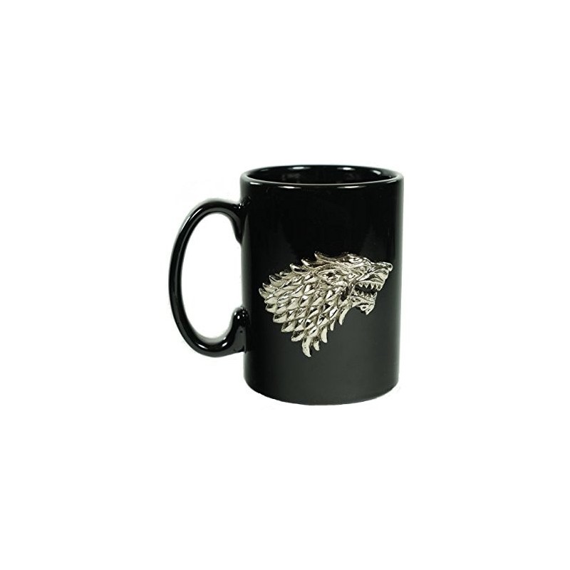 Caneca Preta Game of Thrones Emblema Casa Stark Presente Geek