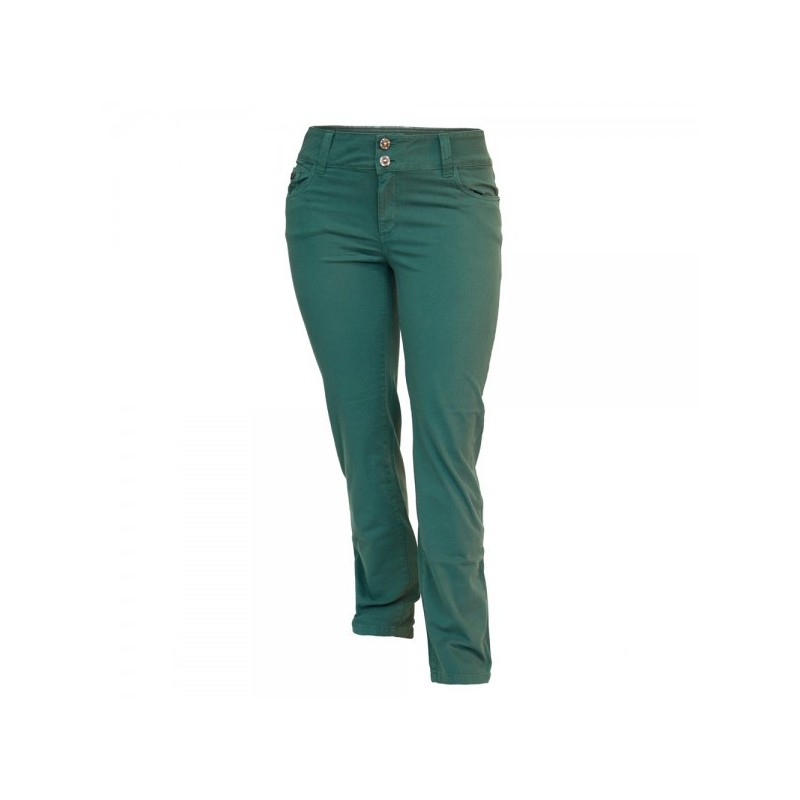 Calça Feminina Skinny Cós Alto Sarja Color Verde