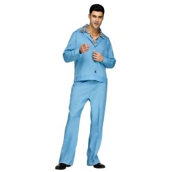 Fantasia Masculina Adulto Anos 70 Termo Azul