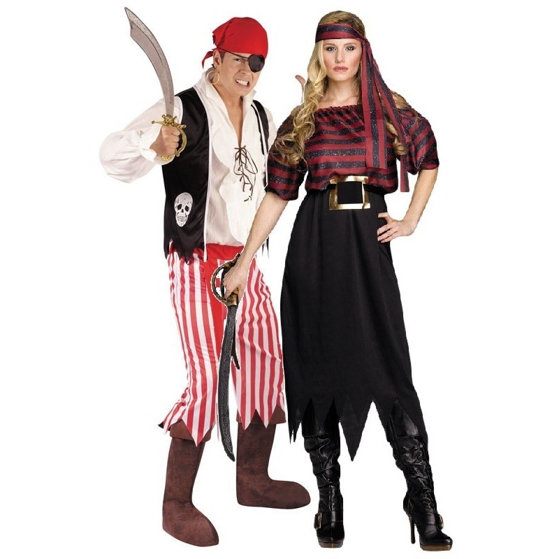 Fantasia Casal Piratas Festa Halloween Carnaval