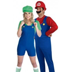 Fantasia Adulto Casal Mario Broz e Luigi Halloween Carnaval