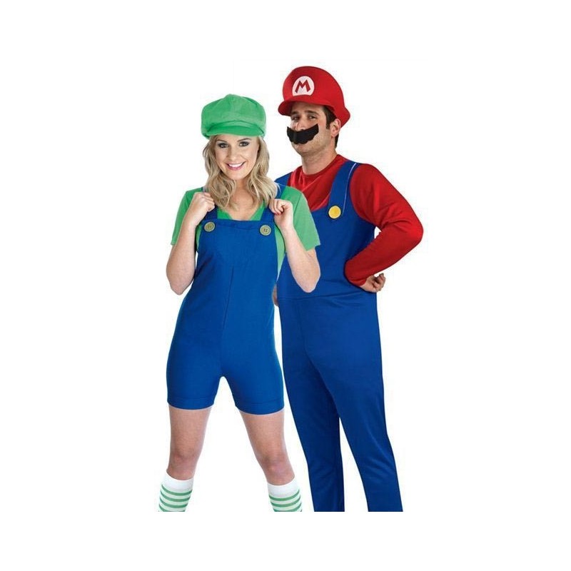 Fantasia Adulto Casal Mario Broz e Luigi Halloween Carnaval
