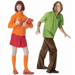 Fantasia Casal Salsinha e Velma Scooby Doo Adulto Halloween Festa Carnaval