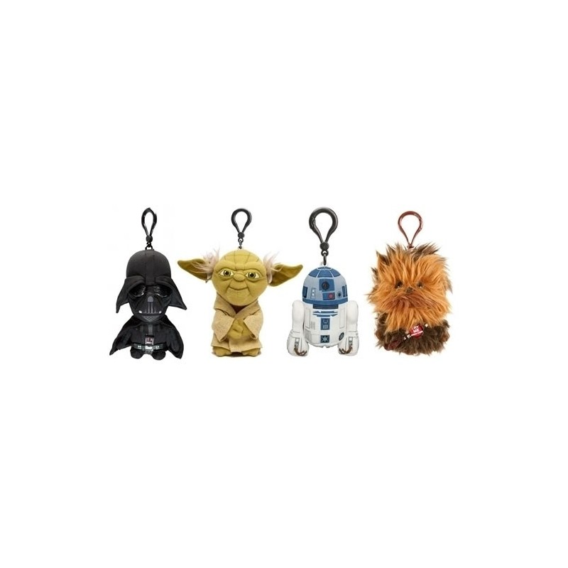 Kit Chaveiros Star Wars Pelúcia Vader Mestre Yoda Chewbacca e R2D2